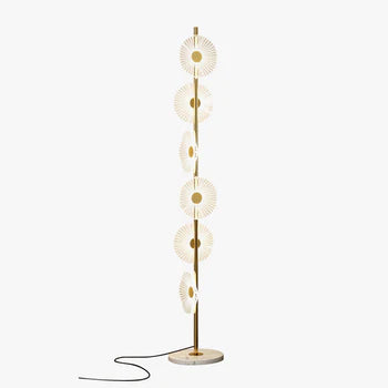 Arisha Stehleuchte Kreis Modern, Acryl, Weiß/Gold, Schlafzimmer