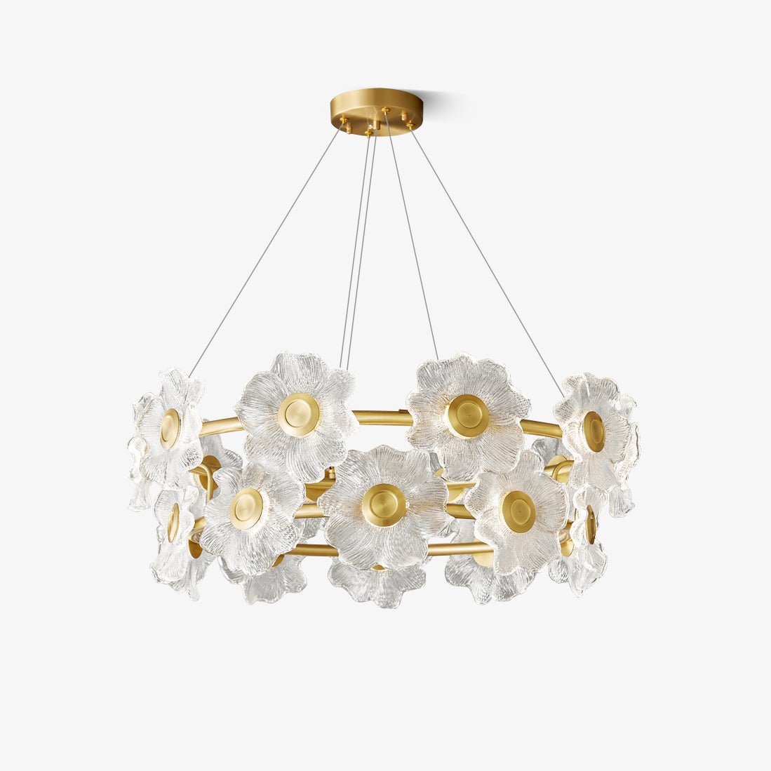 Cemirel Einzigartiger Blumen-Kronleuchter aus Messing und Glas-Letslighting