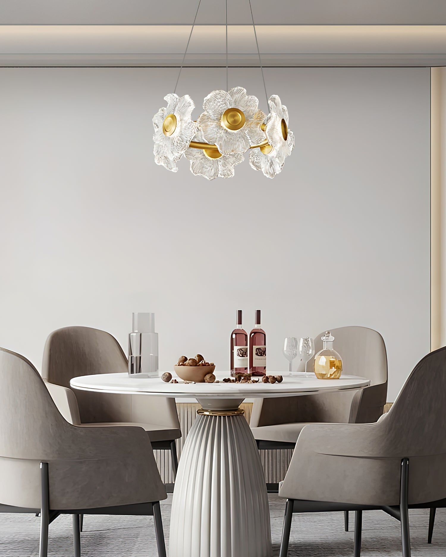Cemirel Einzigartiger Blumen-Kronleuchter aus Messing und Glas-Letslighting