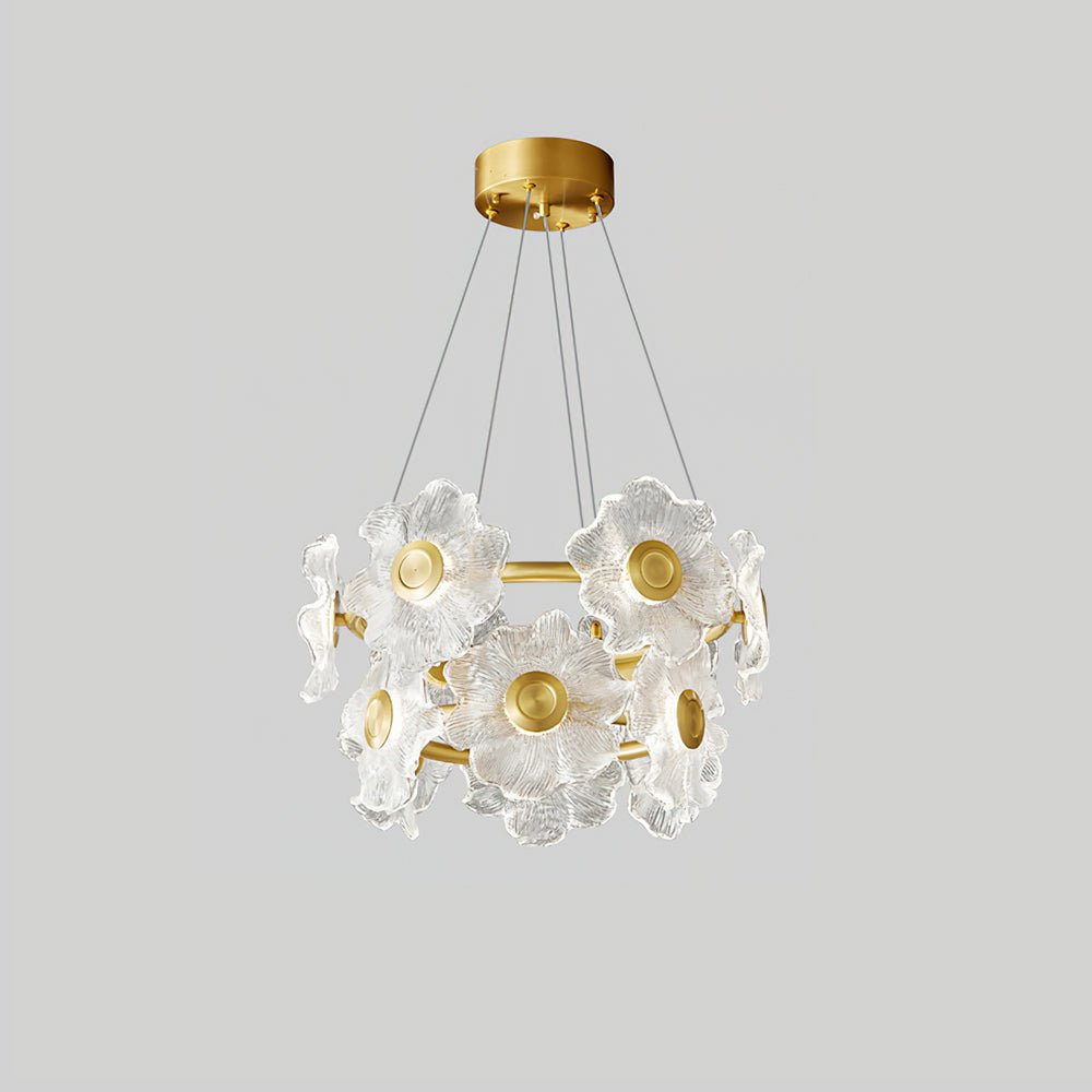 Cemirel Einzigartiger Blumen-Kronleuchter aus Messing und Glas-Letslighting