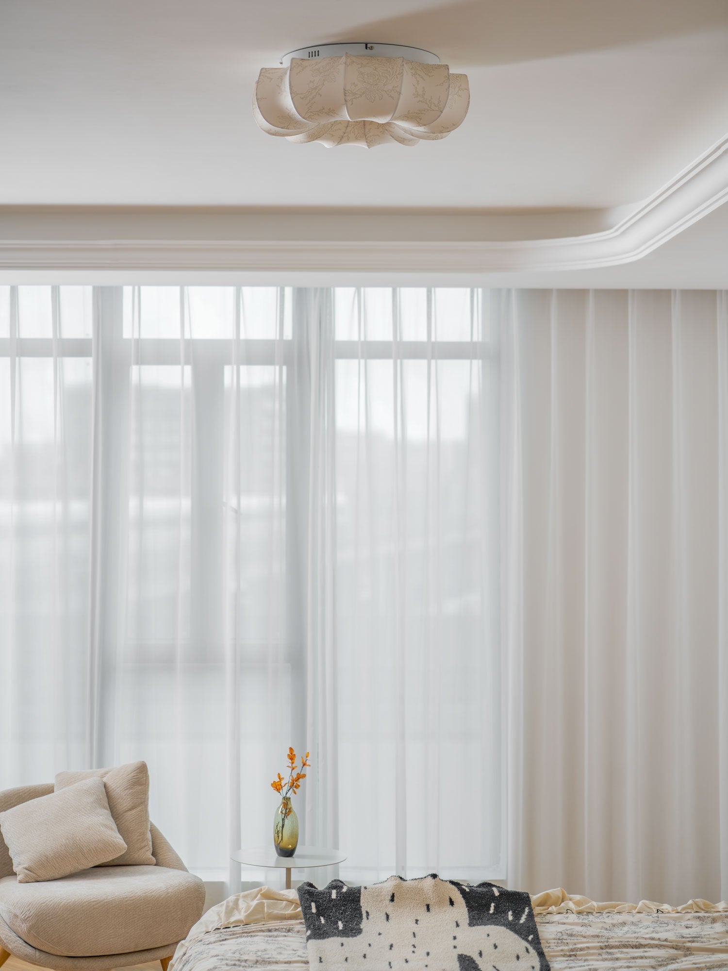 Vivaria Premium Nordic Art Deckenleuchte aus Holz und Stoff-Letslighting