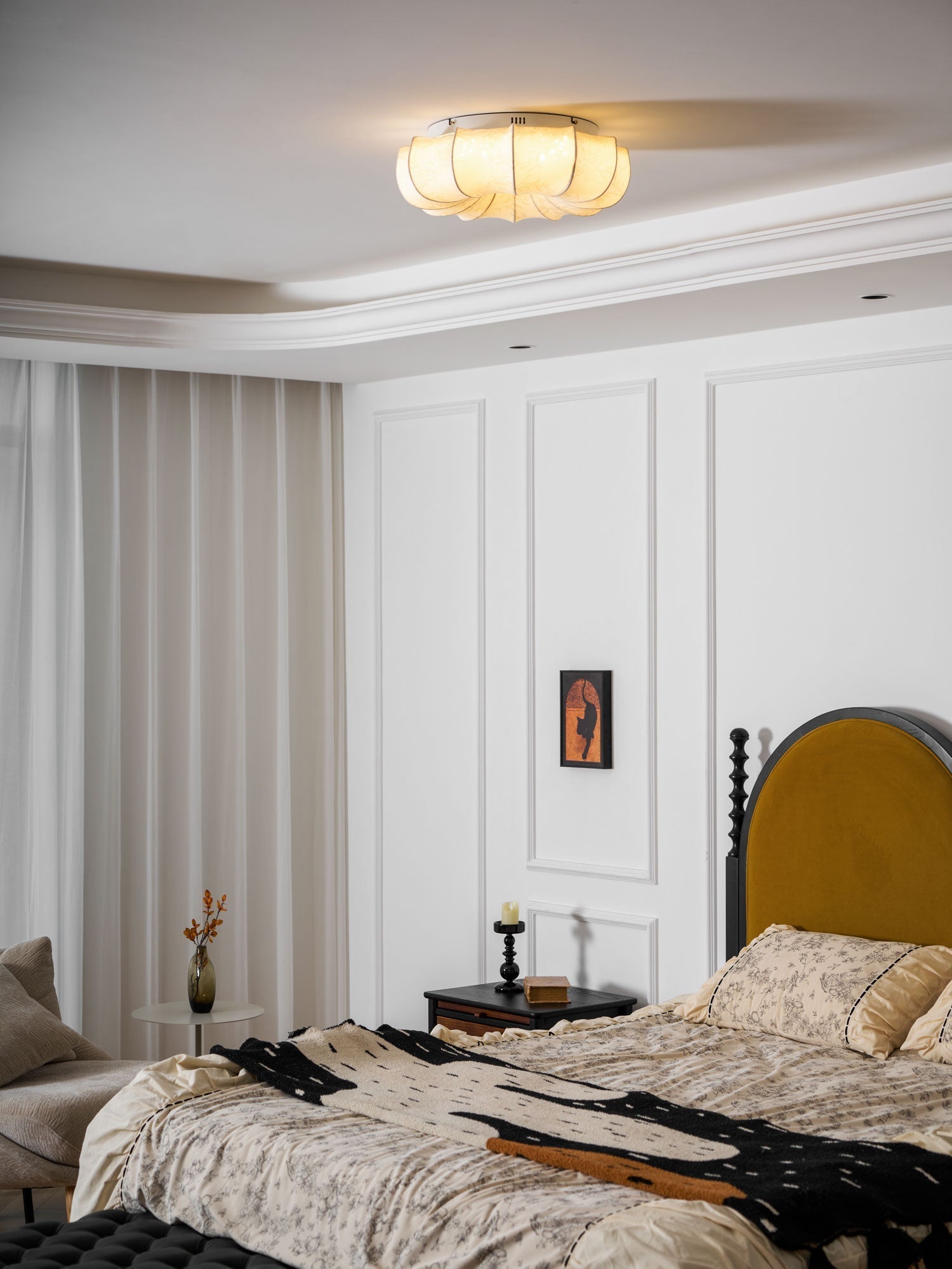 Vivaria Premium Nordic Art Deckenleuchte aus Holz und Stoff-Letslighting