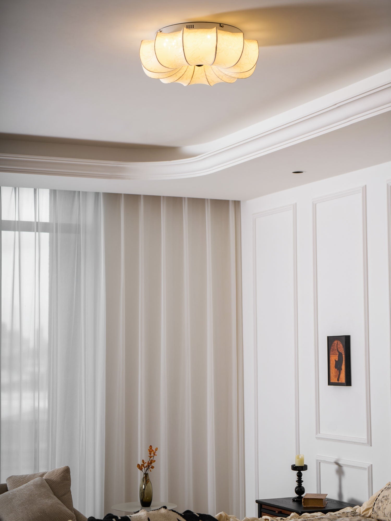Vivaria Premium Nordic Art Deckenleuchte aus Holz und Stoff-Letslighting