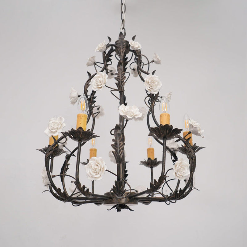 Araeyra Postmoderner Luxus Rosen-Keramik-Kronleuchter-Letslighting