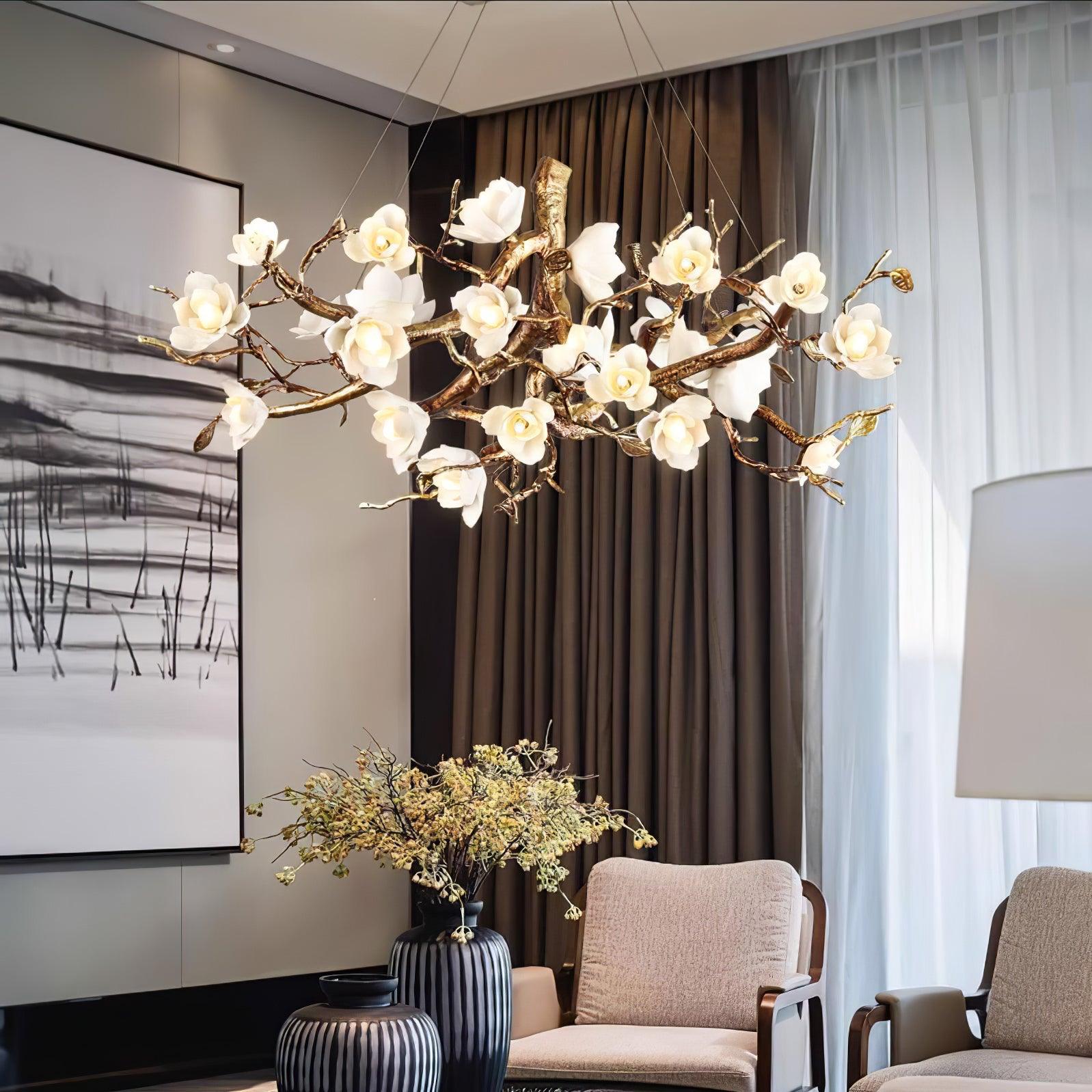Avaros Luxus Blumen Zweig Keramik Kronleuchter-Letslighting