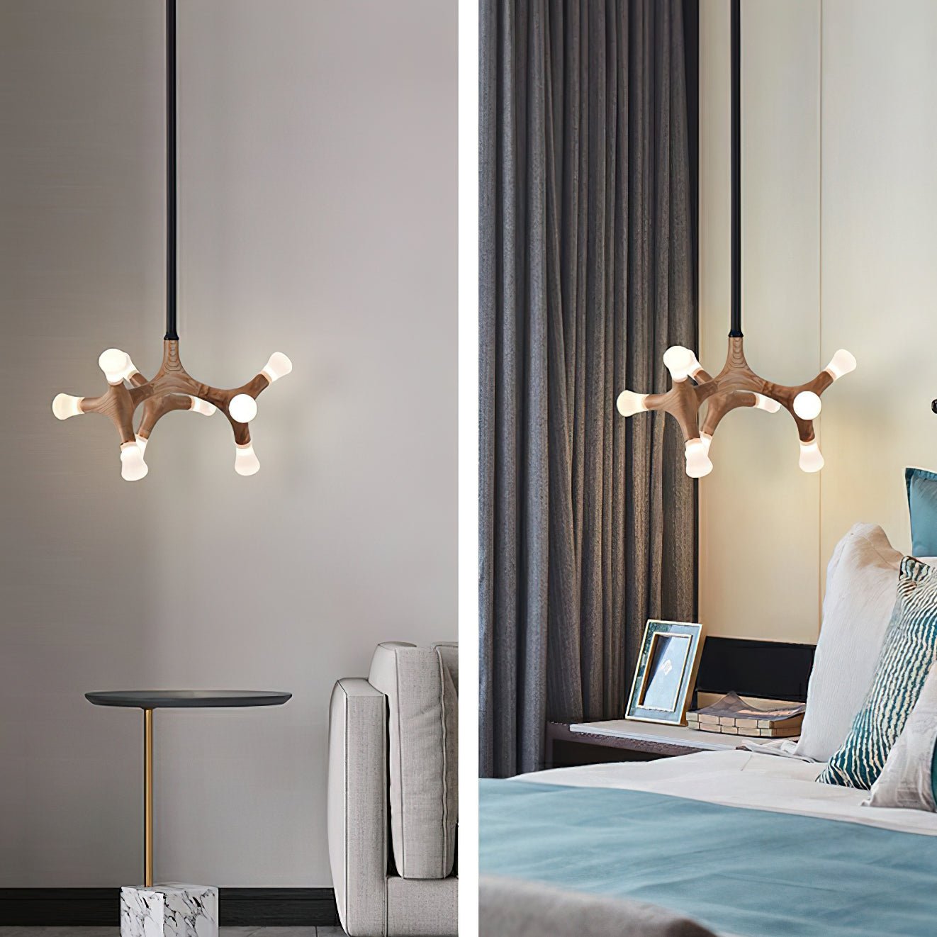Mynorila Holz-Pendelleuchte im Ast-Design-Letslighting