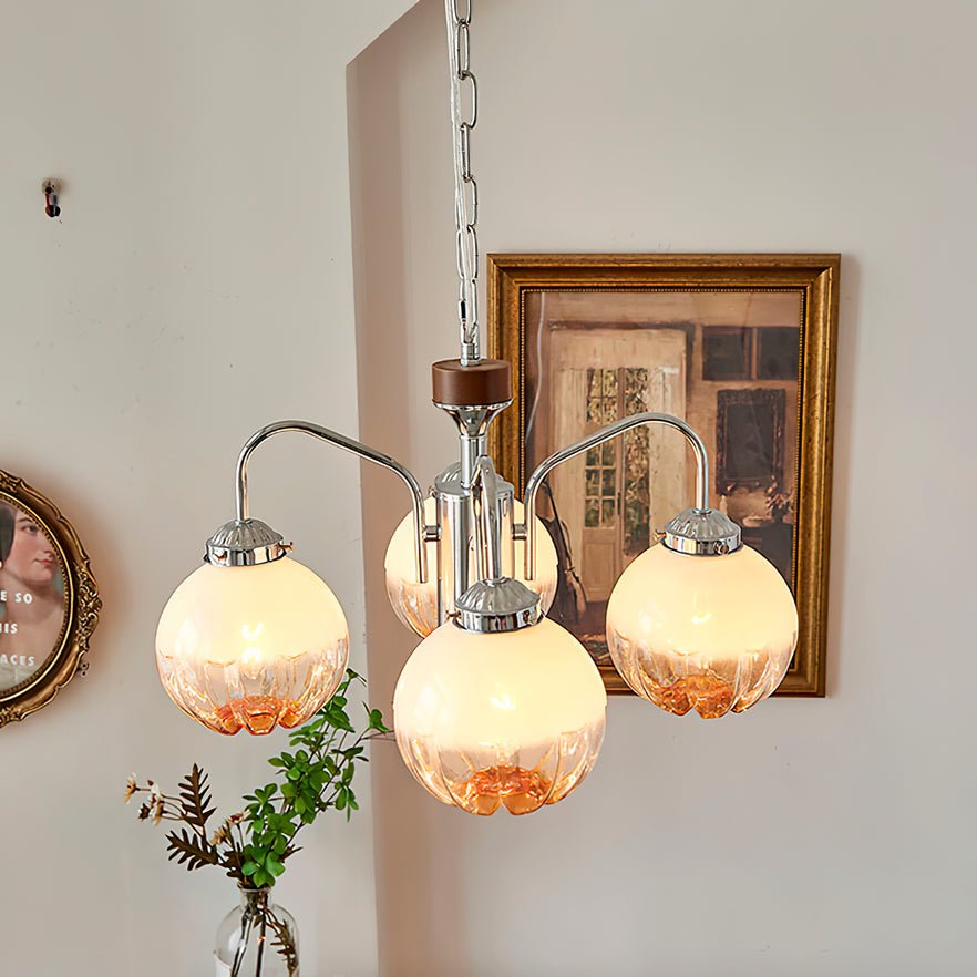 Ulliria Kronleuchter aus Walnussglas mit Nordischer Kunstblume-Letslighting