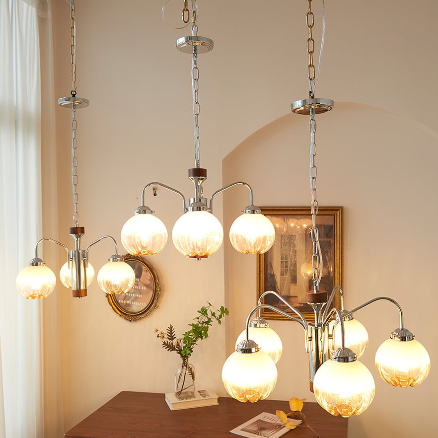 Ulliria Kronleuchter aus Walnussglas mit Nordischer Kunstblume-Letslighting