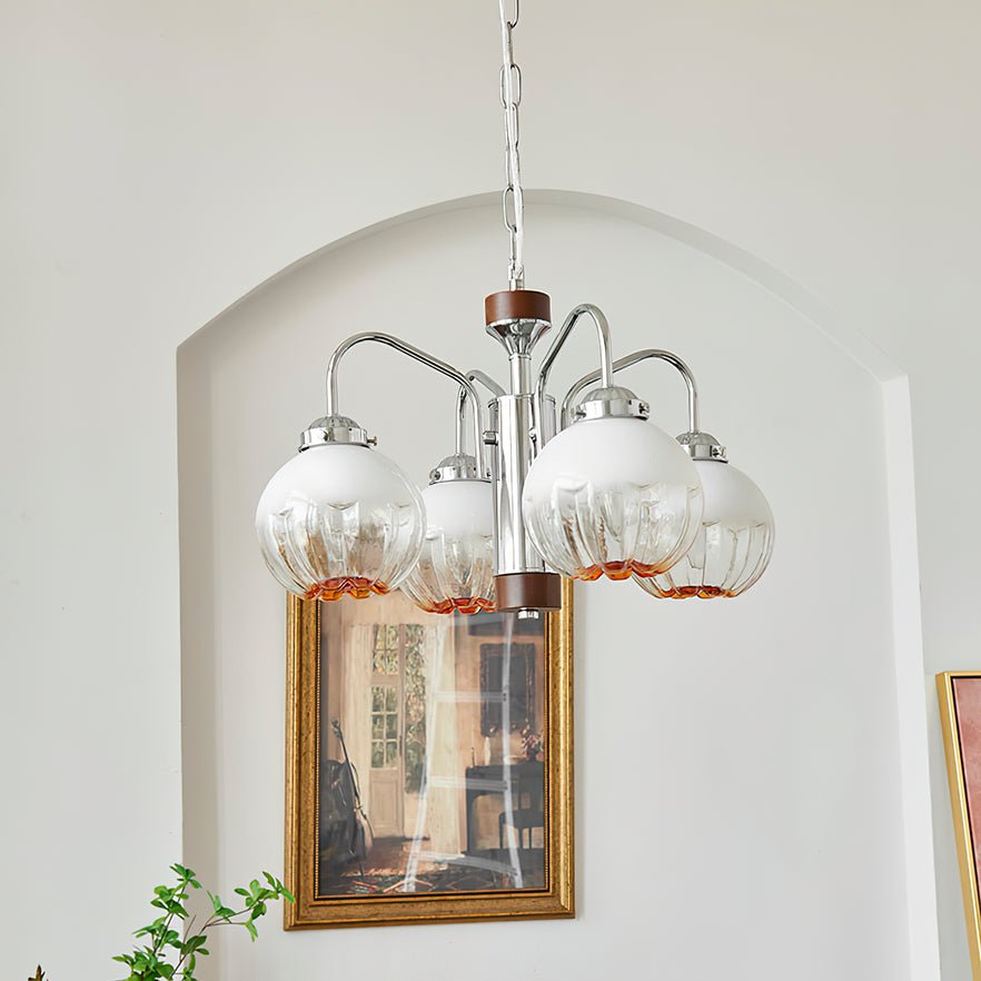 Ulliria Kronleuchter aus Walnussglas mit Nordischer Kunstblume-Letslighting