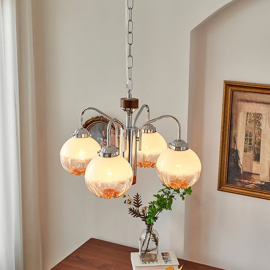 Ulliria Kronleuchter aus Walnussglas mit Nordischer Kunstblume-Letslighting