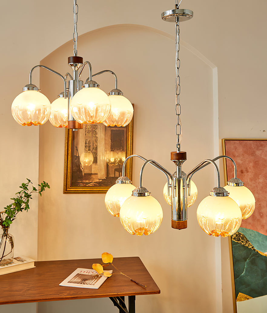 Ulliria Kronleuchter aus Walnussglas mit Nordischer Kunstblume-Letslighting
