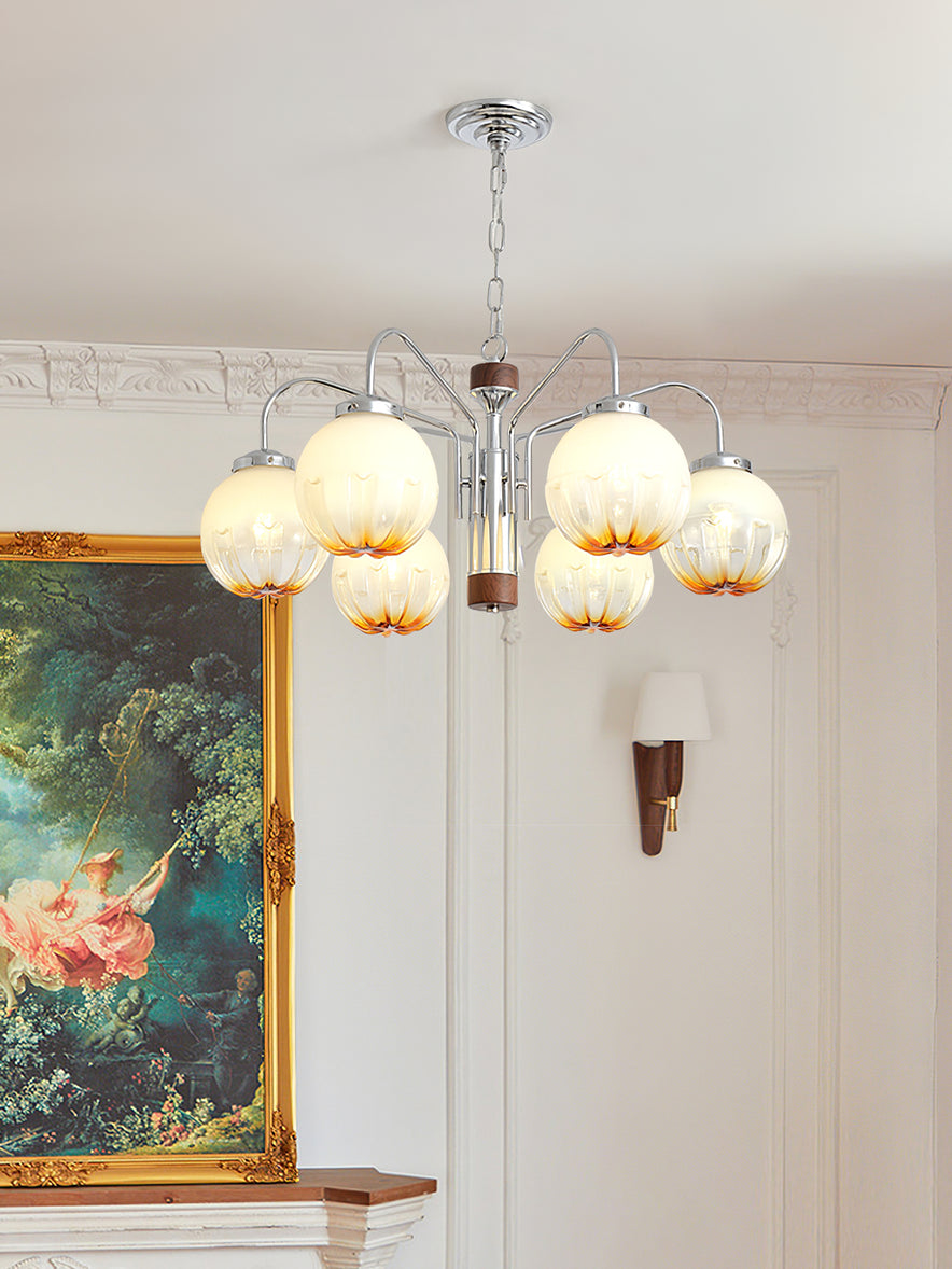 Ulliria Kronleuchter aus Walnussglas mit Nordischer Kunstblume-Letslighting