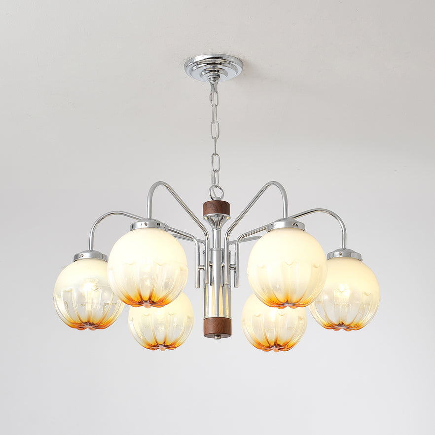 Ulliria Kronleuchter aus Walnussglas mit Nordischer Kunstblume-Letslighting