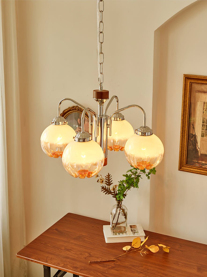 Ulliria Kronleuchter aus Walnussglas mit Nordischer Kunstblume-Letslighting