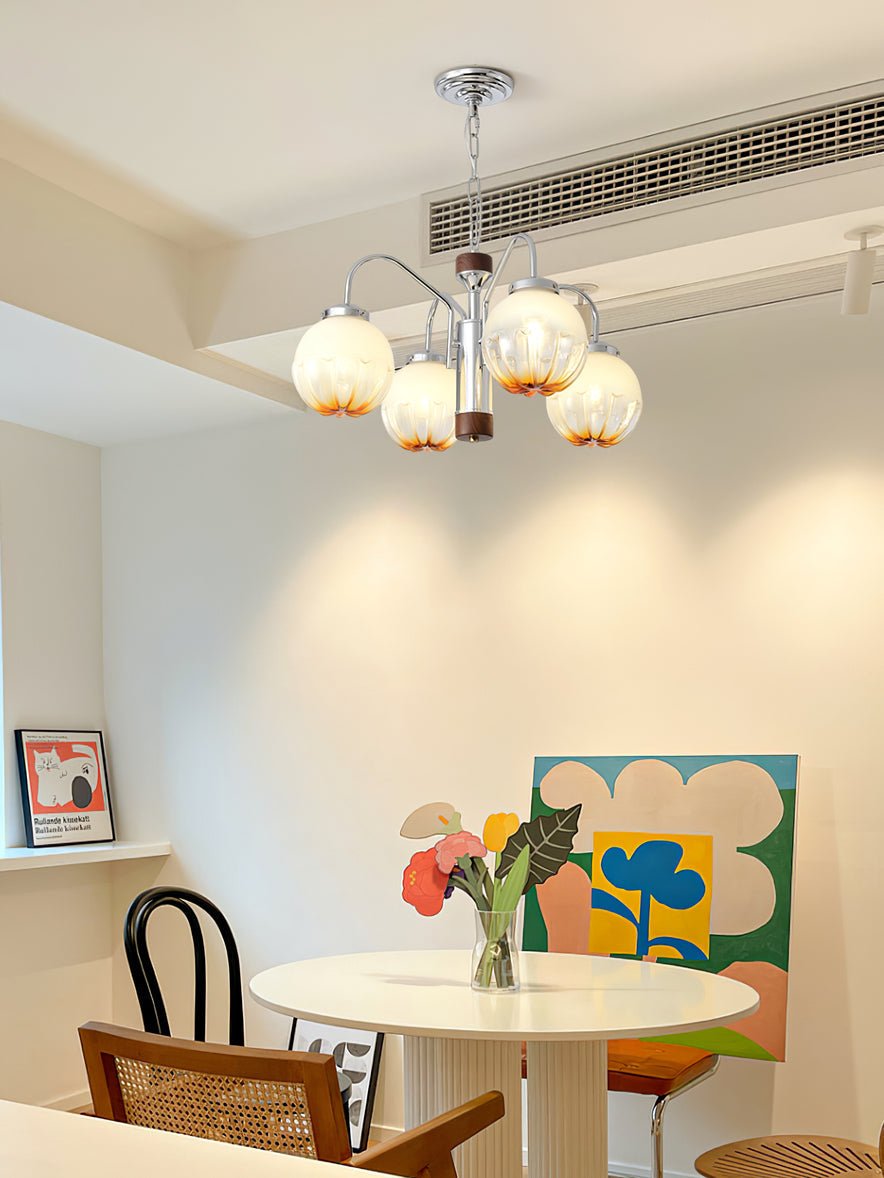 Ulliria Kronleuchter aus Walnussglas mit Nordischer Kunstblume-Letslighting