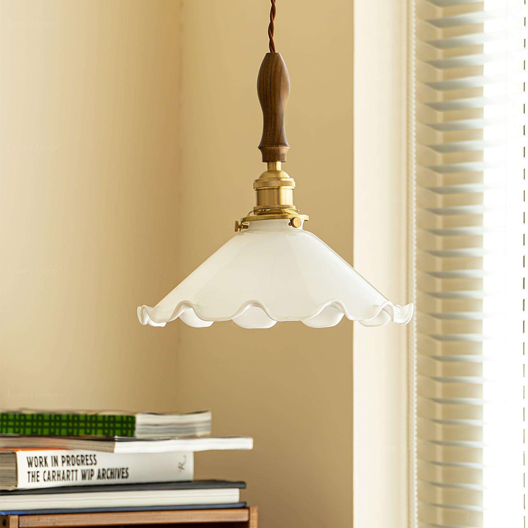 Solara Pendelleuchte Glas Wellig Schirm Vintage-Letslighting
