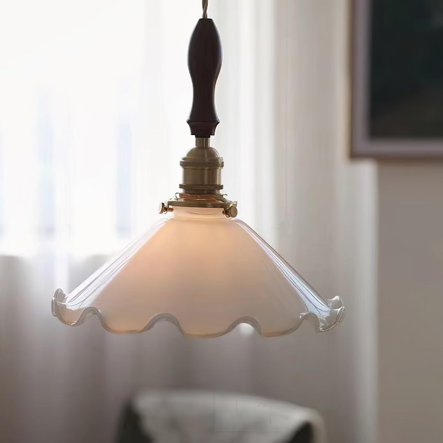 Solara Pendelleuchte Glas Wellig Schirm Vintage-Letslighting
