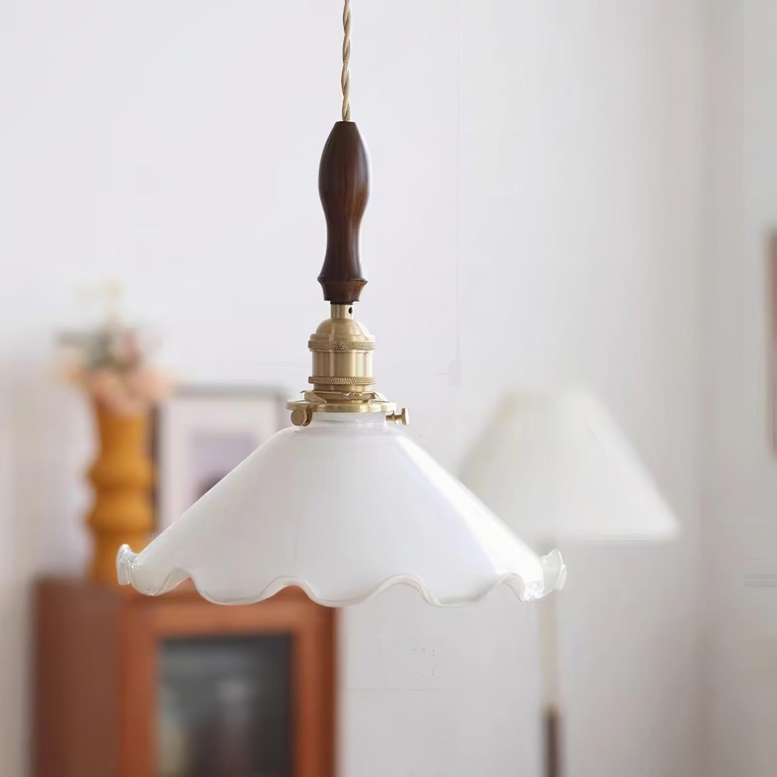 Solara Pendelleuchte Glas Wellig Schirm Vintage-Letslighting