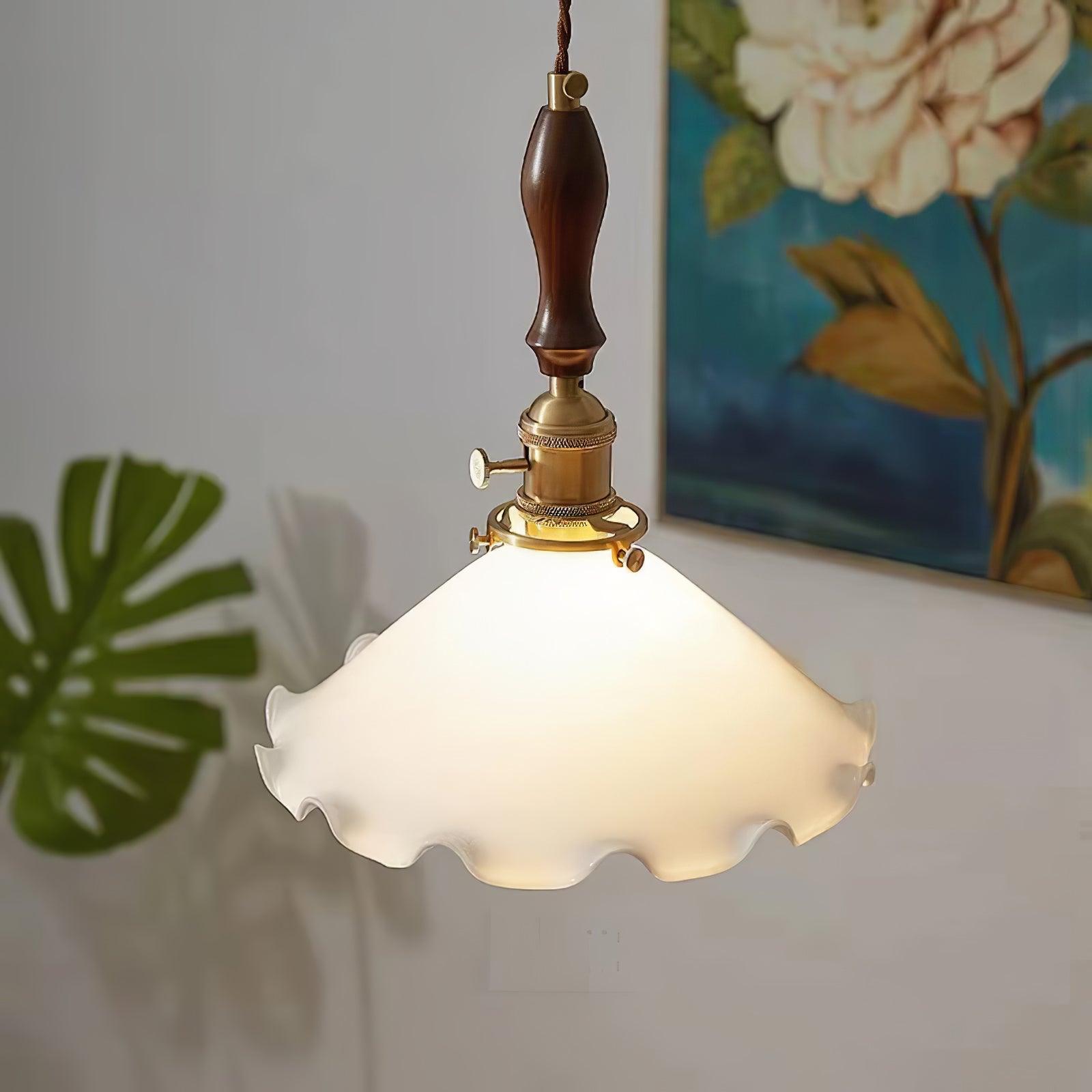 Solara Pendelleuchte Glas Wellig Schirm Vintage-Letslighting