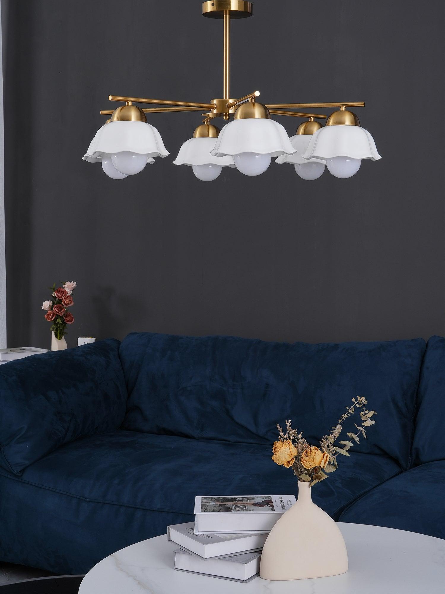 Zasila Nordic Art Flower Shade Metal Ceramics Chandelier - Blowlighting