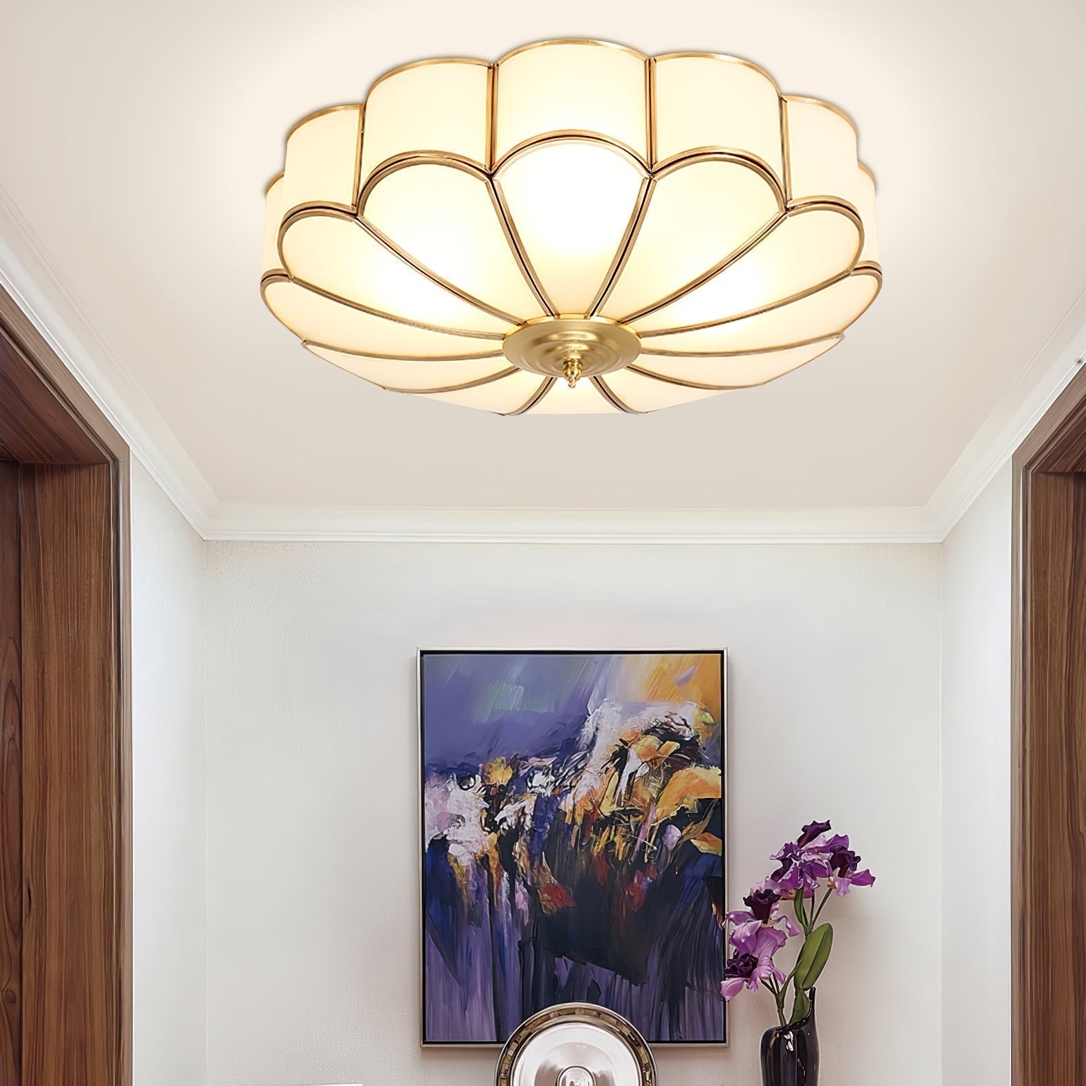 Viraean Deckenleuchte aus Messing und Glas in Blumenform-Letslighting
