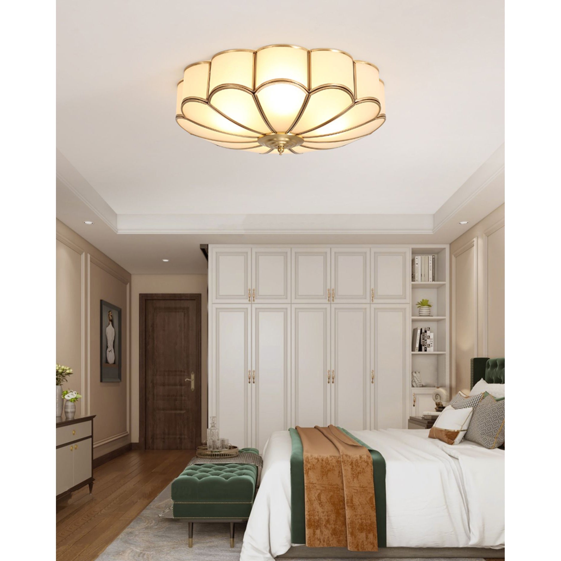 Viraean Deckenleuchte aus Messing und Glas in Blumenform-Letslighting