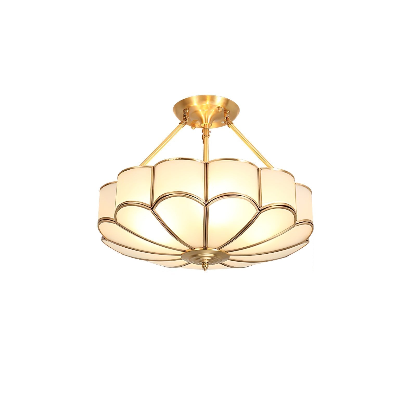 Solara Ceiling Light Frosted Glass Petal Brass Art - Letslighting