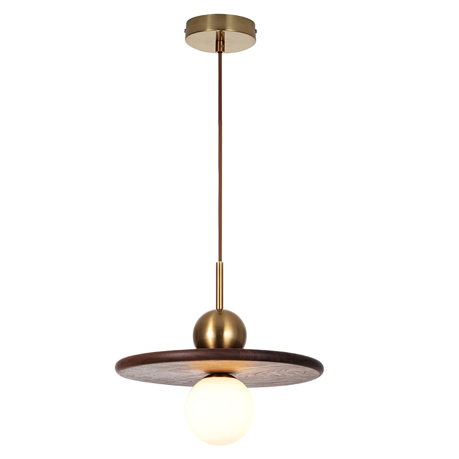 Flying Saucer Walnut Pendant Lamp - Blowlighting