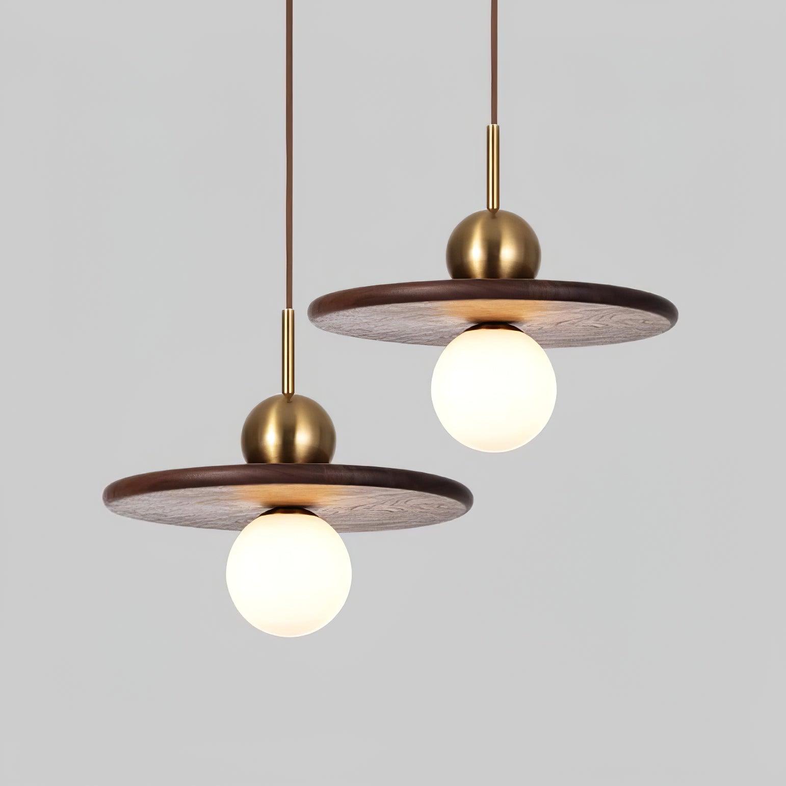 Flying Saucer Walnut Pendant Lamp - Blowlighting