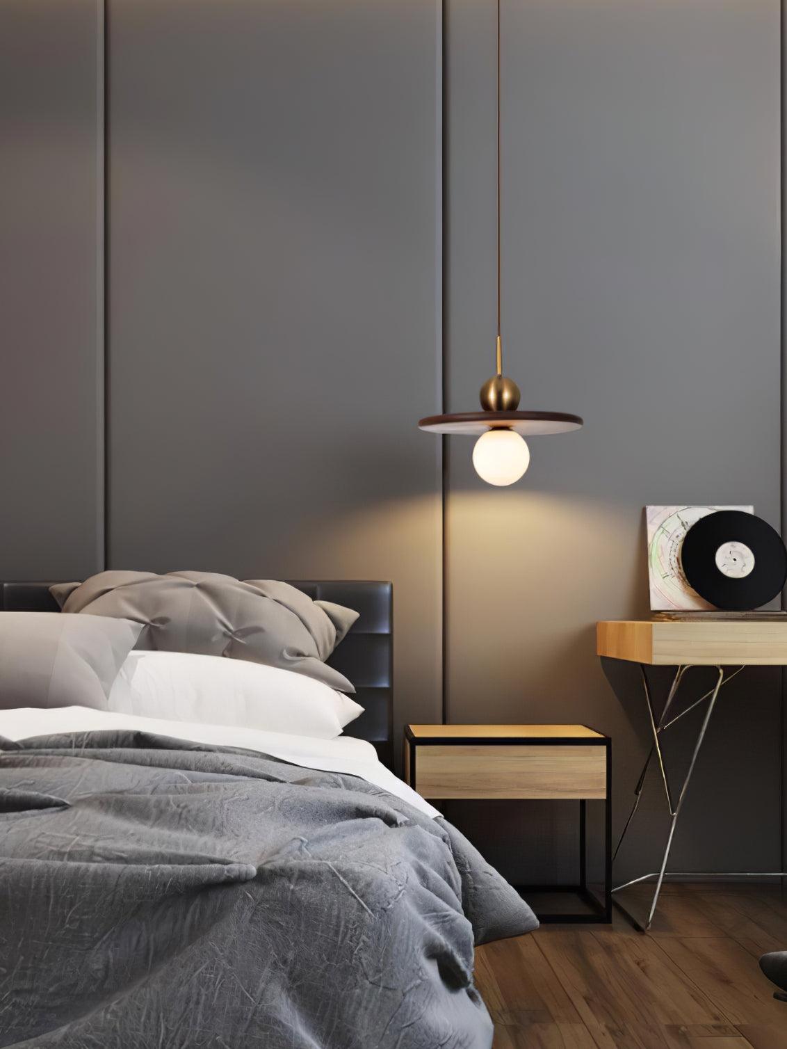 Flying Saucer Walnut Pendant Lamp - Blowlighting