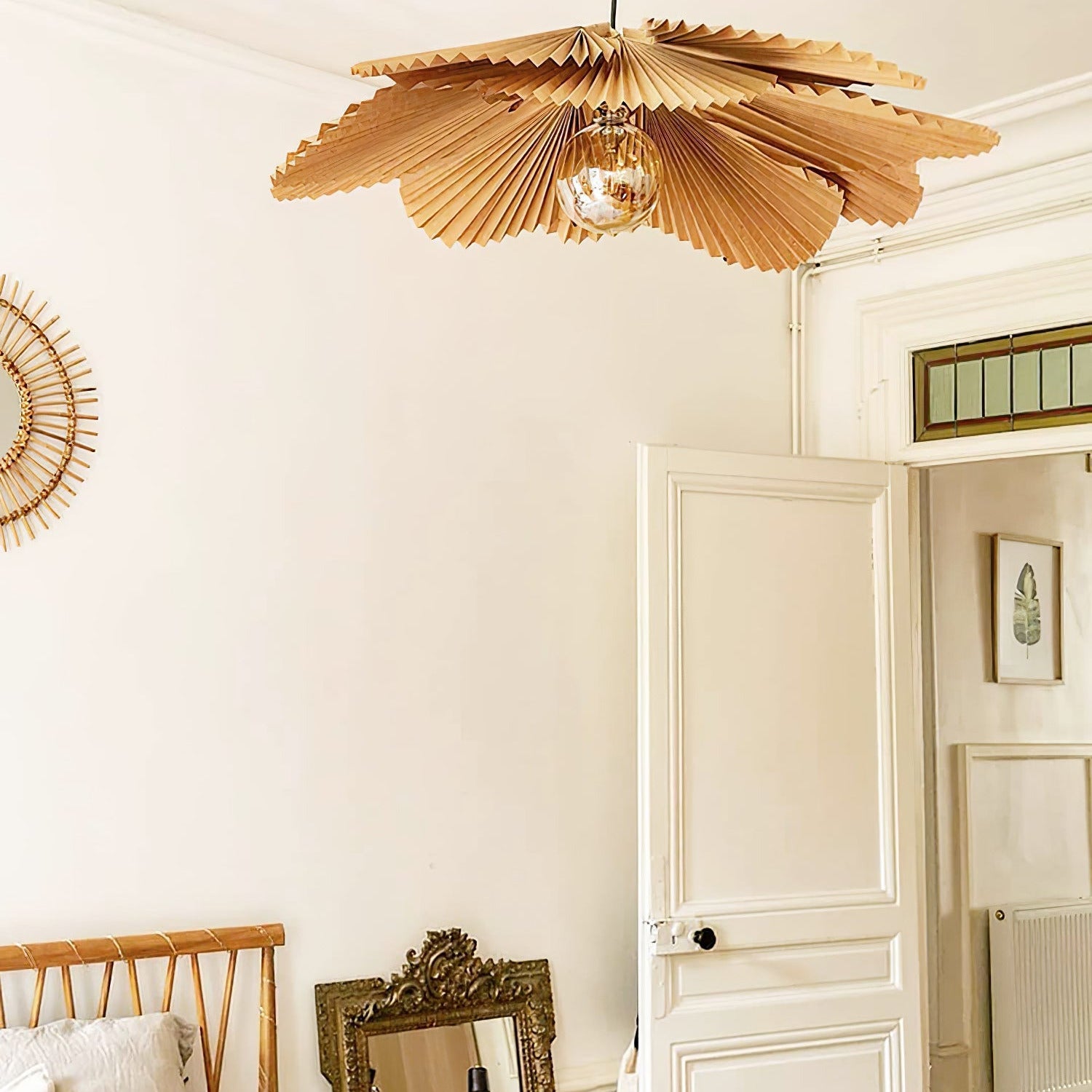 Lyra Gefaltete Lotusblatt-Pendelleuchte aus Papier