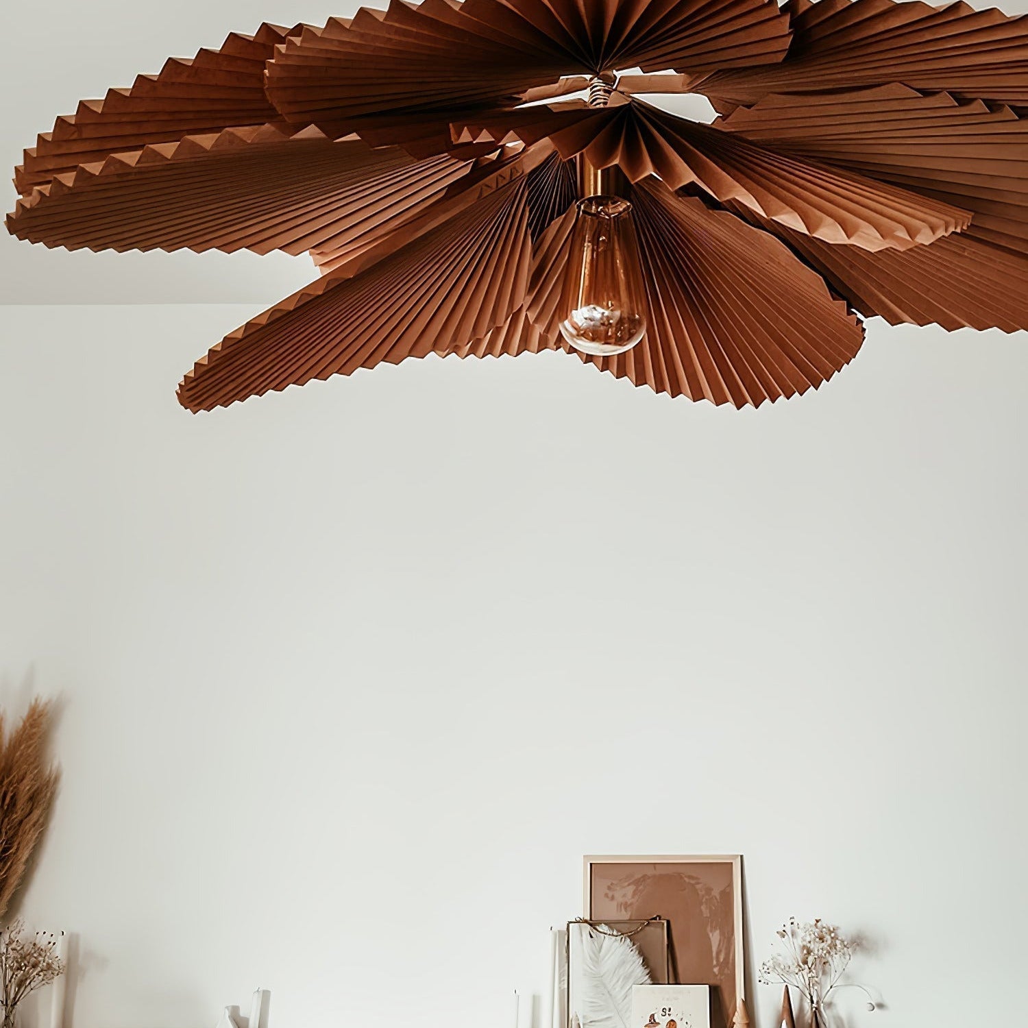 Lyra Gefaltete Lotusblatt-Pendelleuchte aus Papier