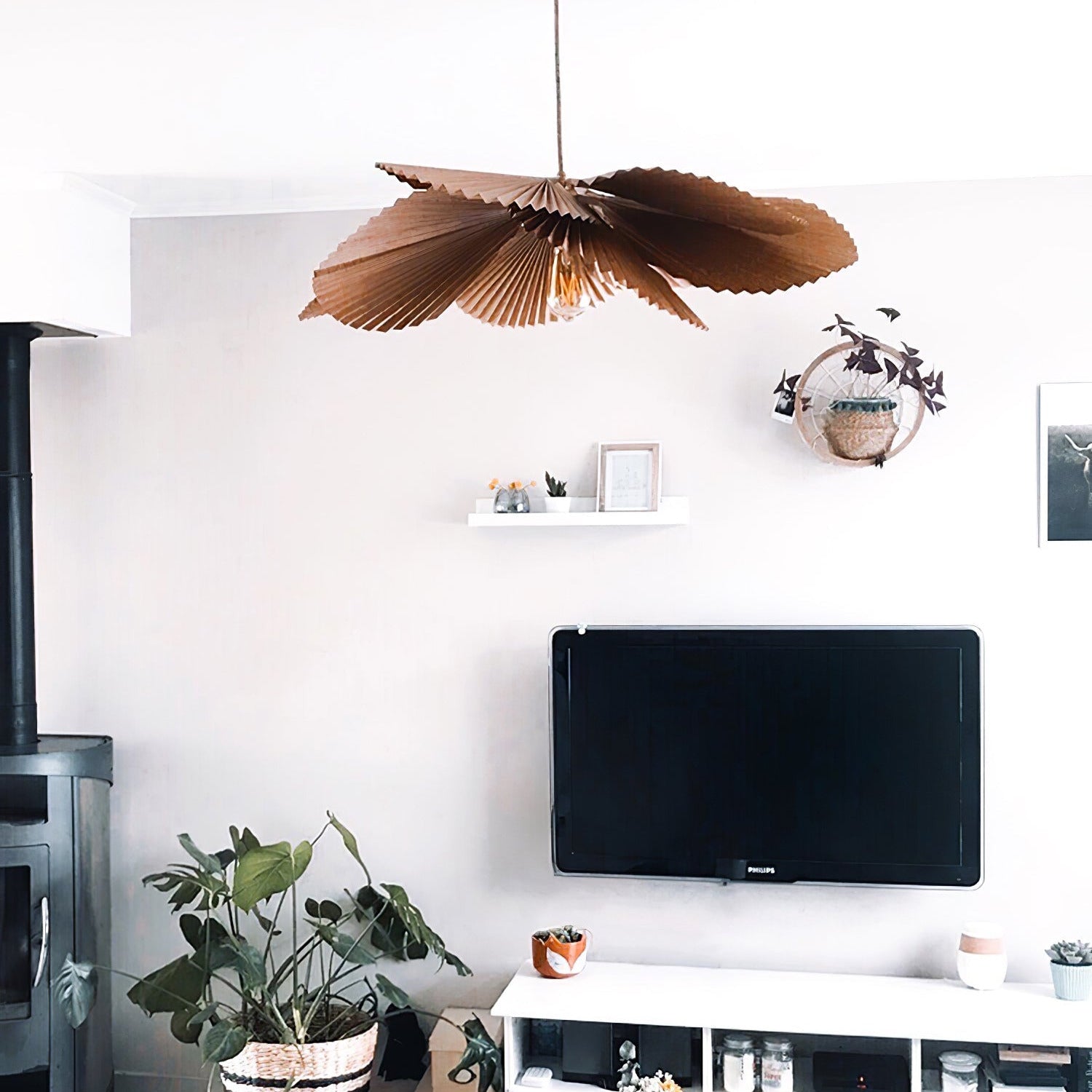 Lyra Gefaltete Lotusblatt-Pendelleuchte aus Papier