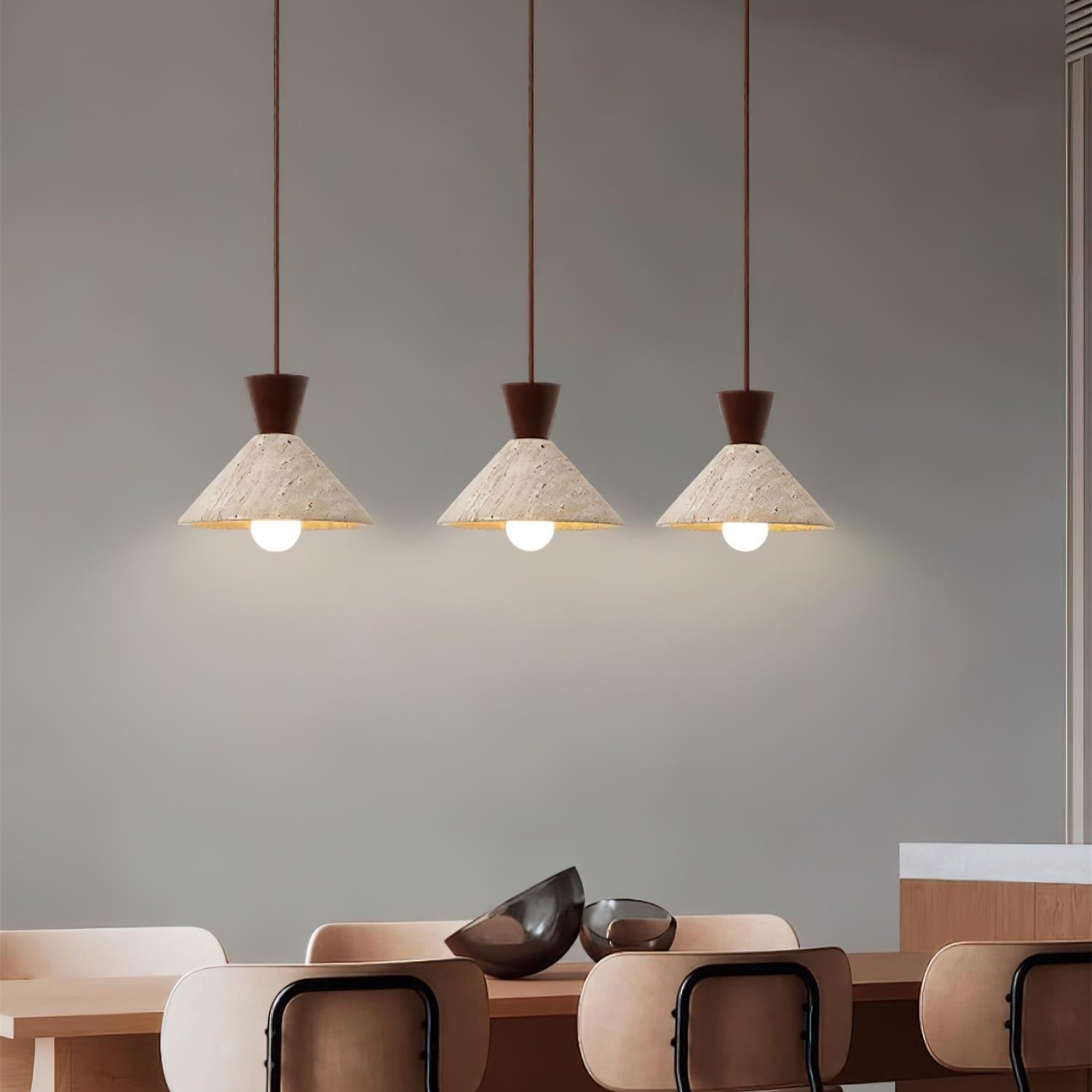 Ritta Travertine Pendant Lamp Hat Shape - Letslighting