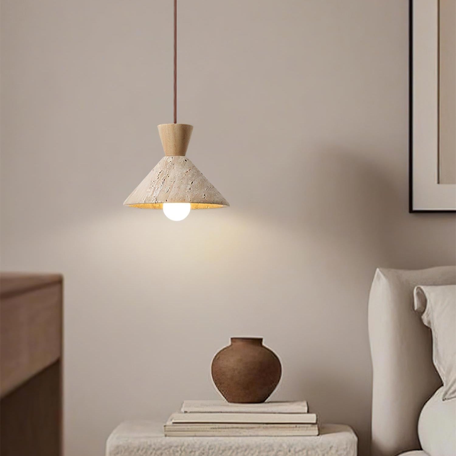 Ritta Travertine Pendant Lamp Hat Shape - Letslighting