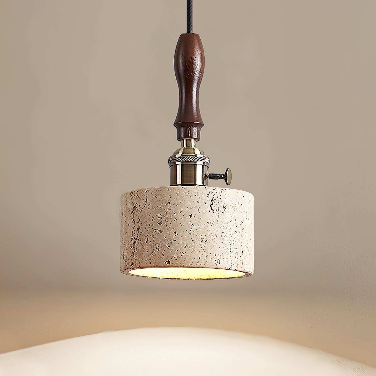 Sycaran Modern Minimalist Walnut Travertine Pendant Lamp - Letslighting