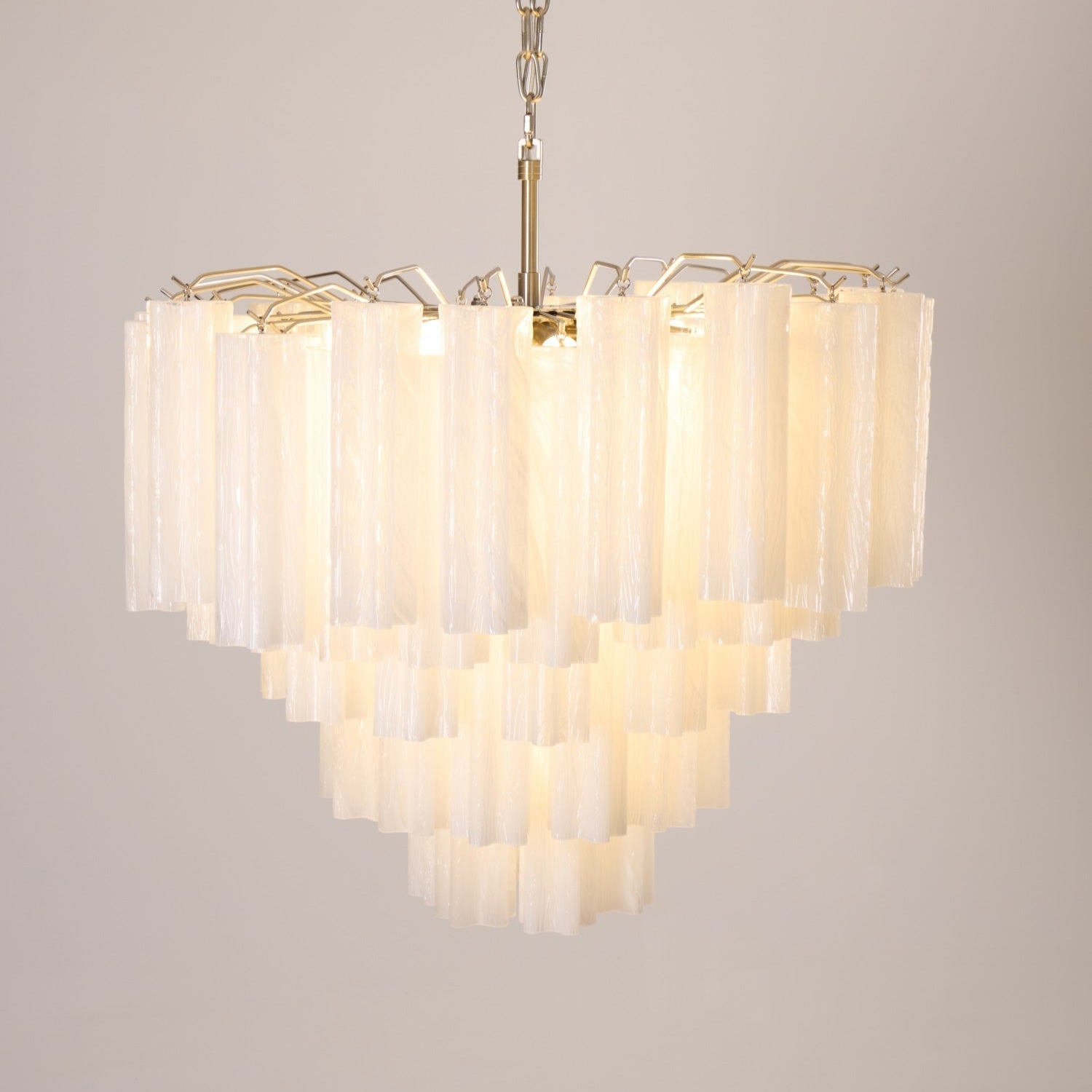 Aurora Chandelier Frosted Murano Glass Tiered Cascade - Neutralighting