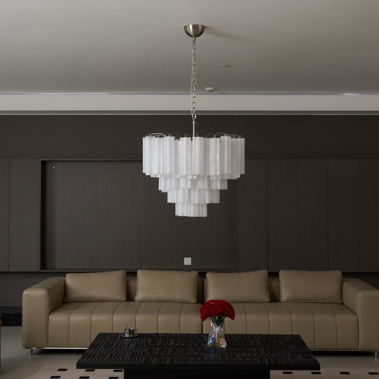 Aurora Chandelier Frosted Murano Glass Tiered Cascade - Neutralighting