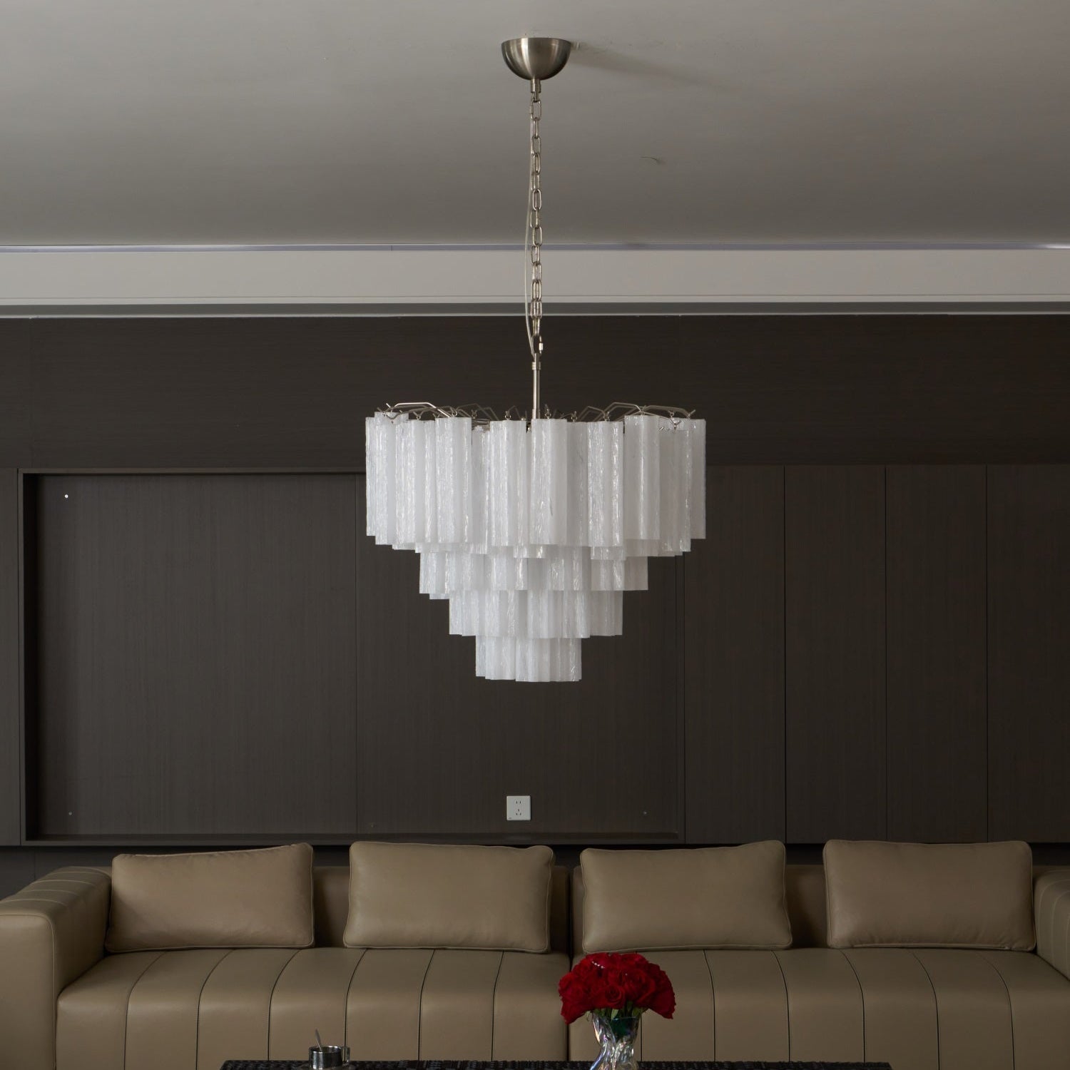 Aurora Chandelier Frosted Murano Glass Tiered Cascade - Neutralighting