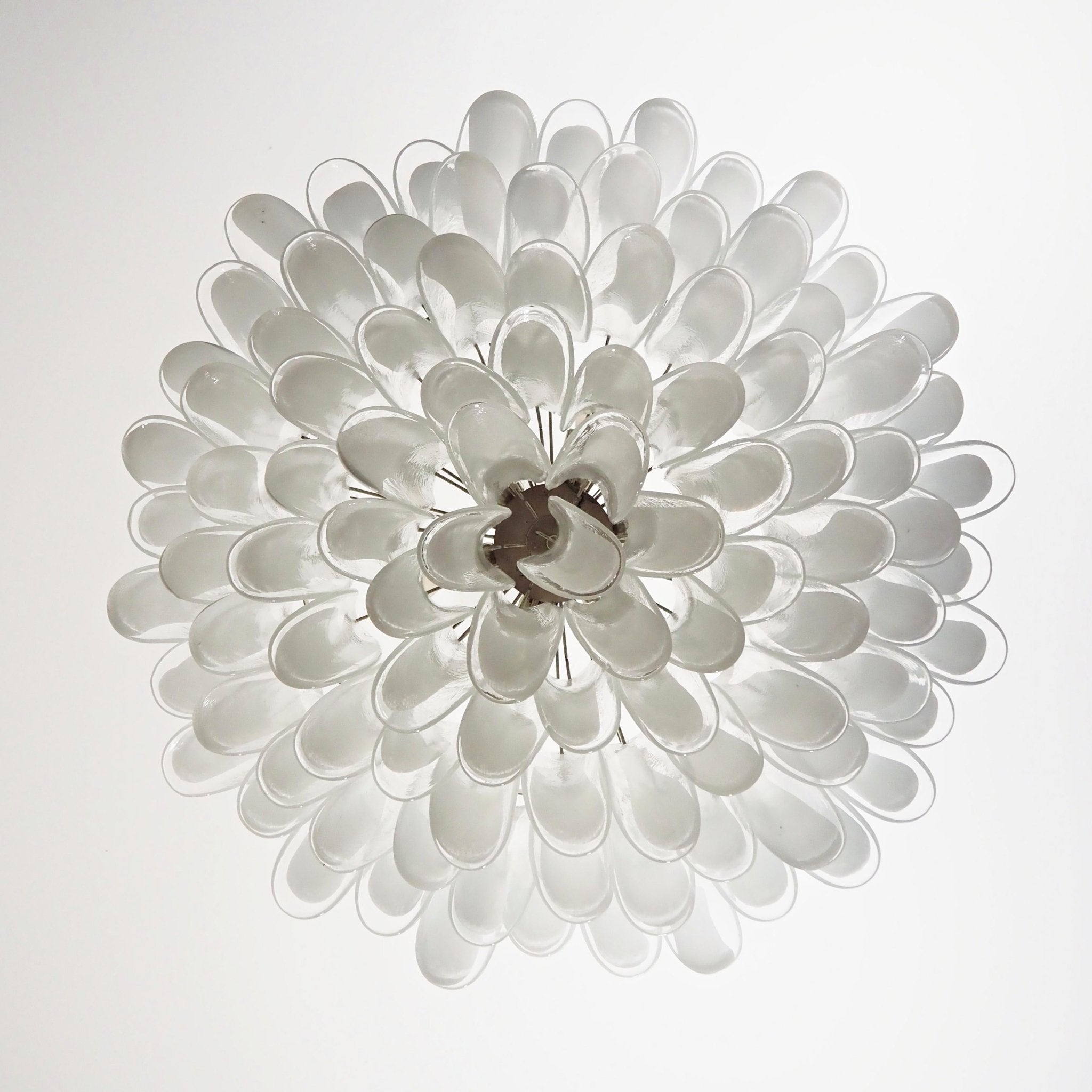 Aurora Chandelier White Murano Glass Petal Elegant - Blowlighting