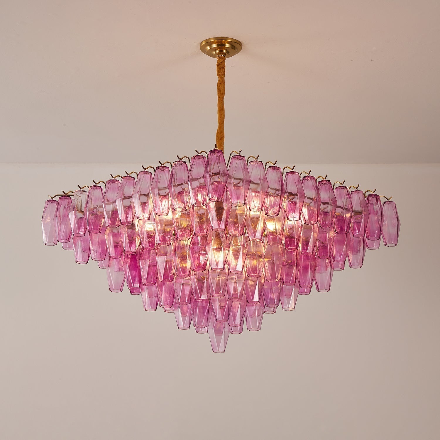 Aurora Chandelier Fuchsia Prism Inverted Pyramid - Neutralighting