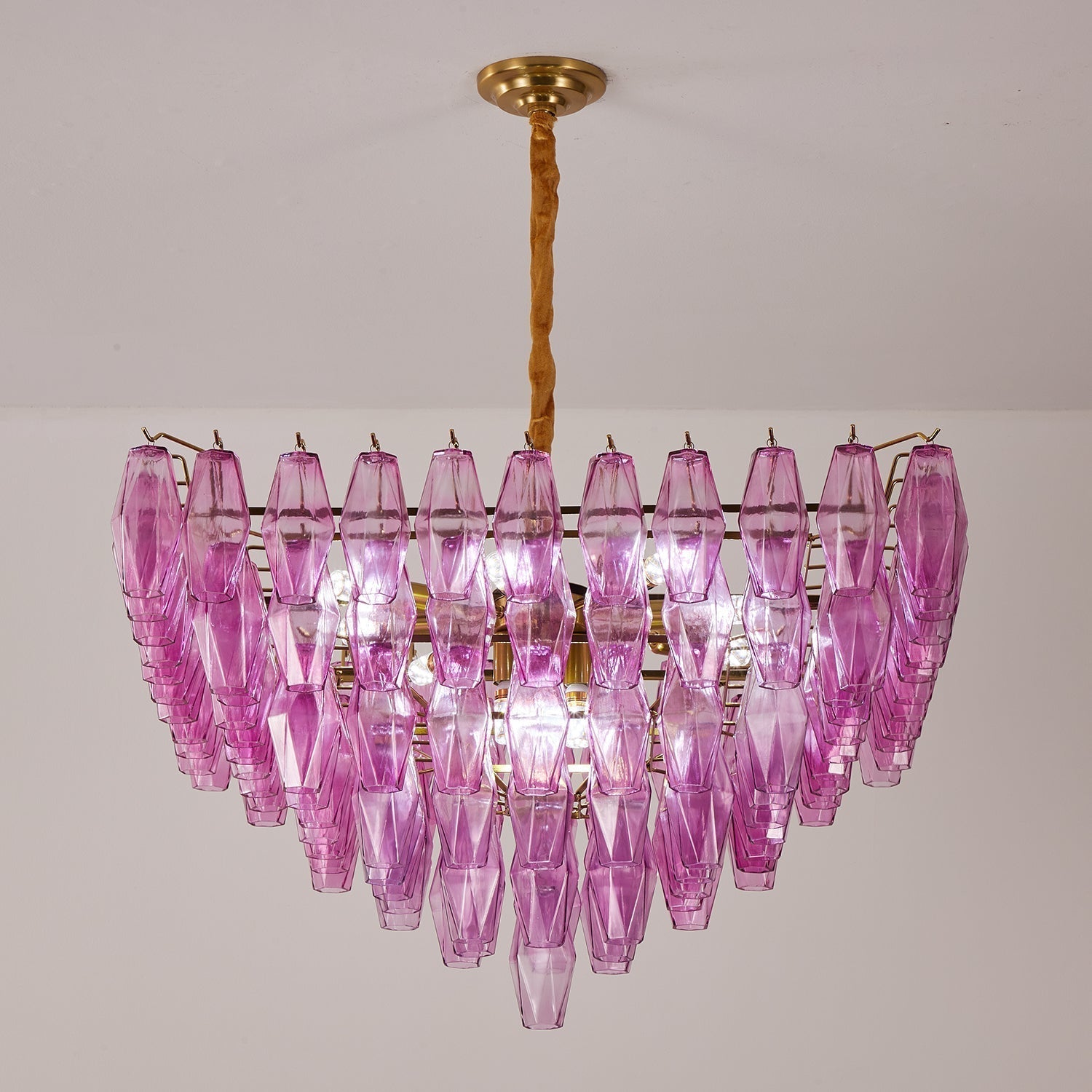 Aurora Chandelier Fuchsia Prism Inverted Pyramid - Neutralighting
