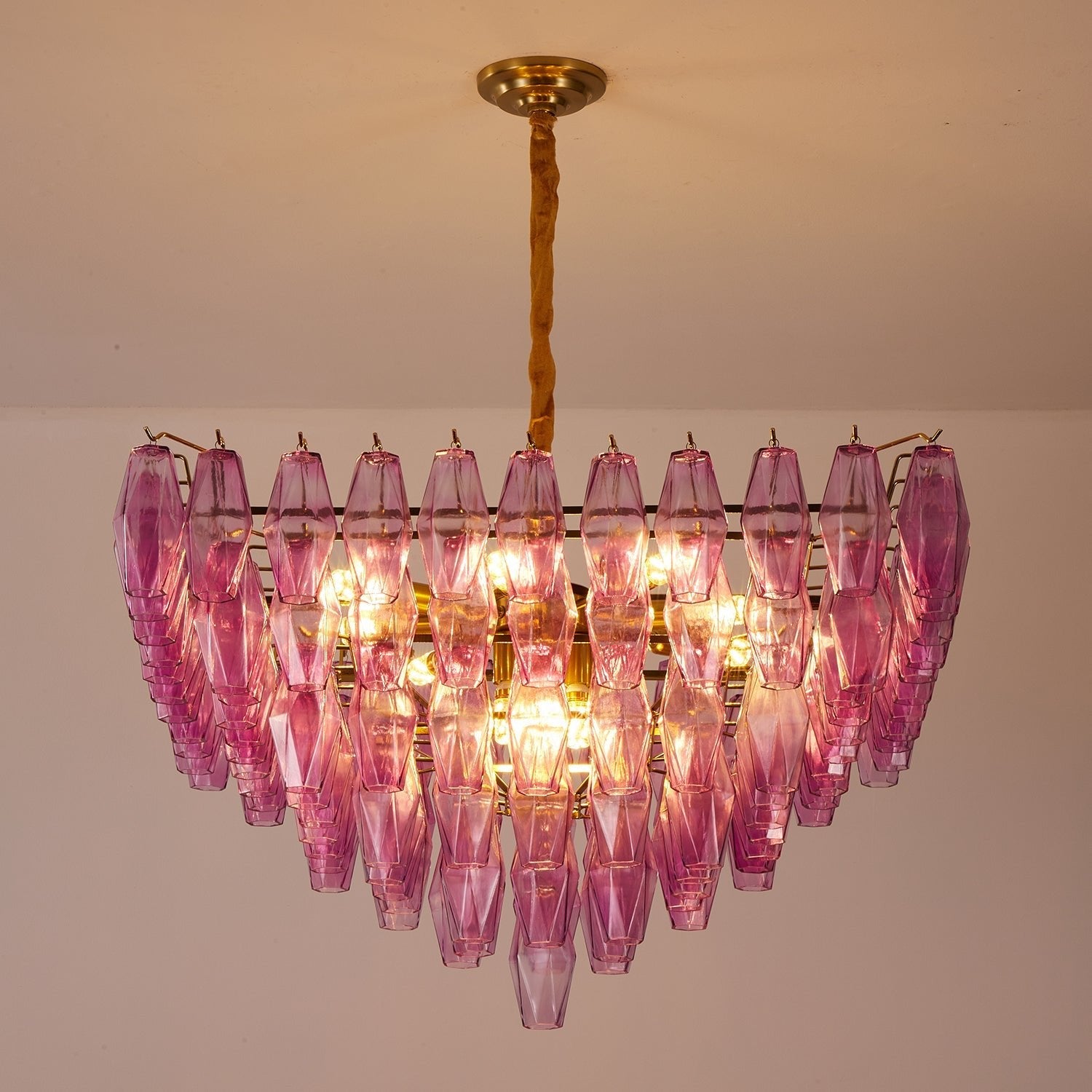 Aurora Chandelier Fuchsia Prism Inverted Pyramid - Neutralighting