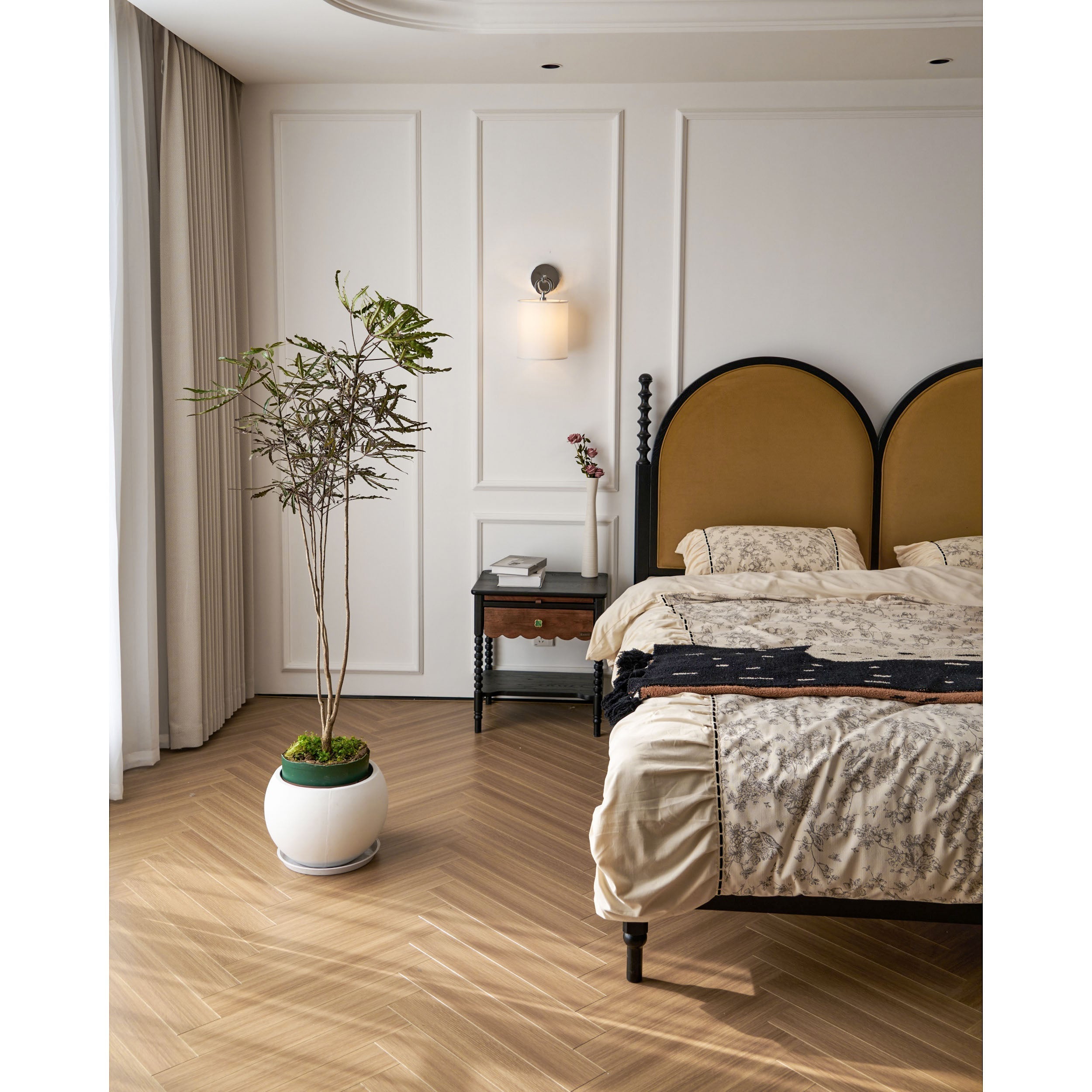 Cotheor Kreis Messing Stoff Wandleuchte-Letslighting
