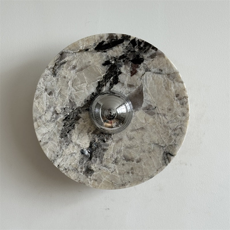 Zeno Modern Minimalist Round Chrome Marble Metal Wall Sconce - Letslighting