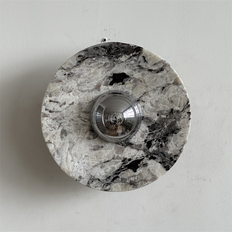 Alba Modern Minimalist Chrome Marble Metal Wall Lamp - Letslighting