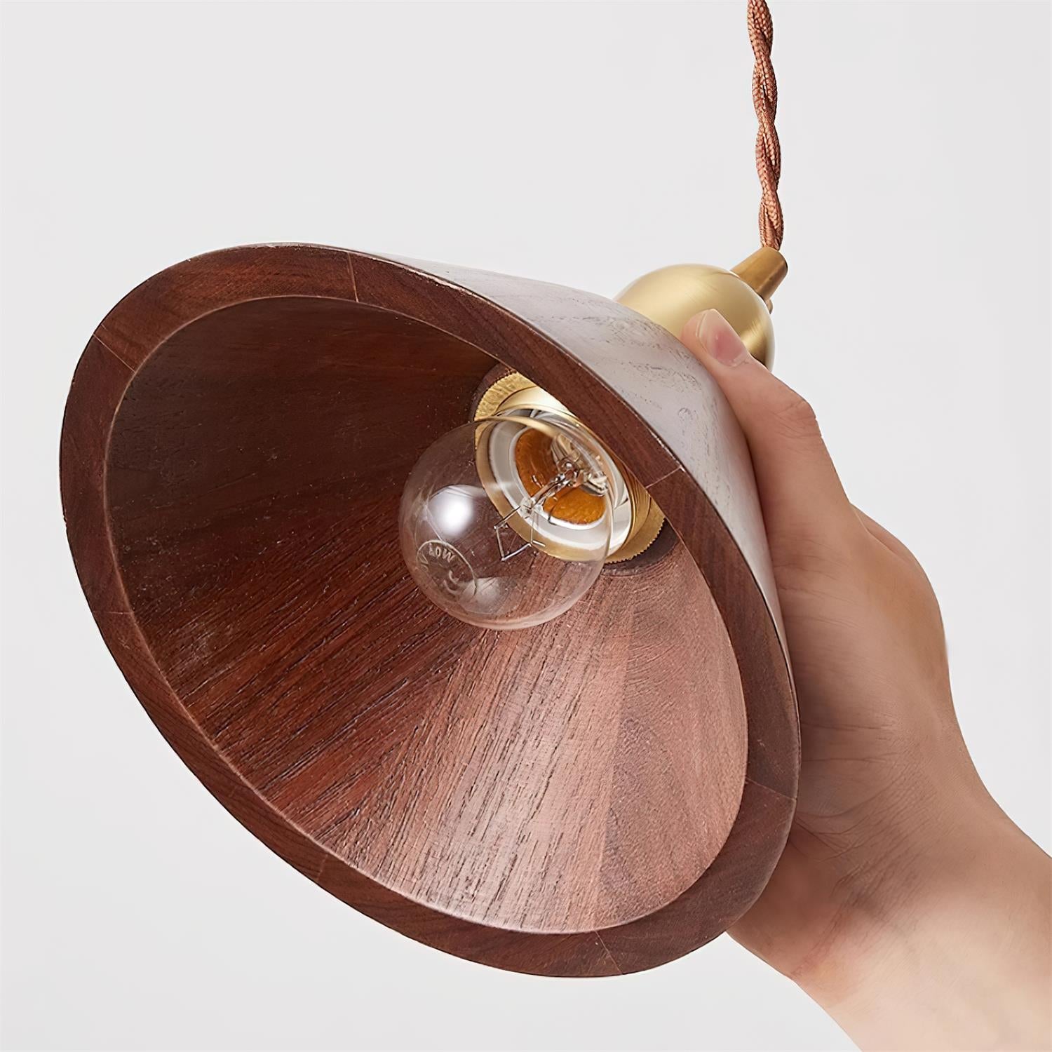 Tatum Minimalistische Pendelleuchte aus Holz und Messing-Letslighting