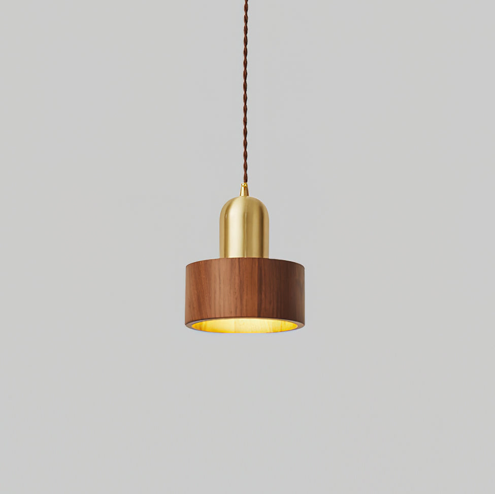 Tatum Minimalistische Pendelleuchte aus Holz und Messing-Letslighting