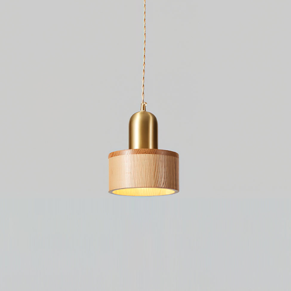 Tatum Minimalistische Pendelleuchte aus Holz und Messing-Letslighting