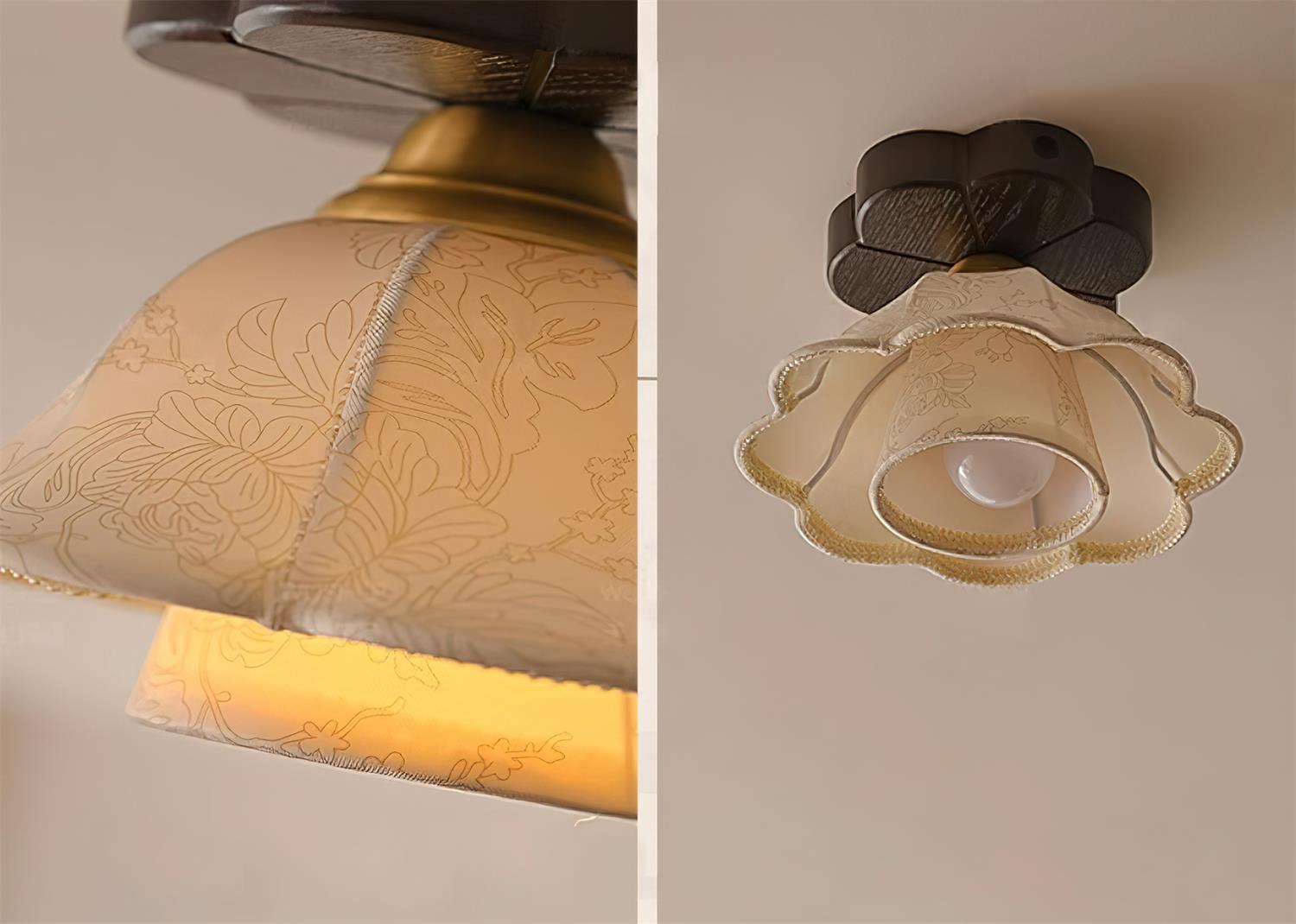 Piper Vintage Deckenleuchte mit Baldachin aus Holz-Letslighting